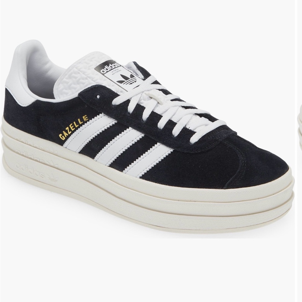 Adidas Gazelle Women's Black and White Platform Sneakers W/O Box